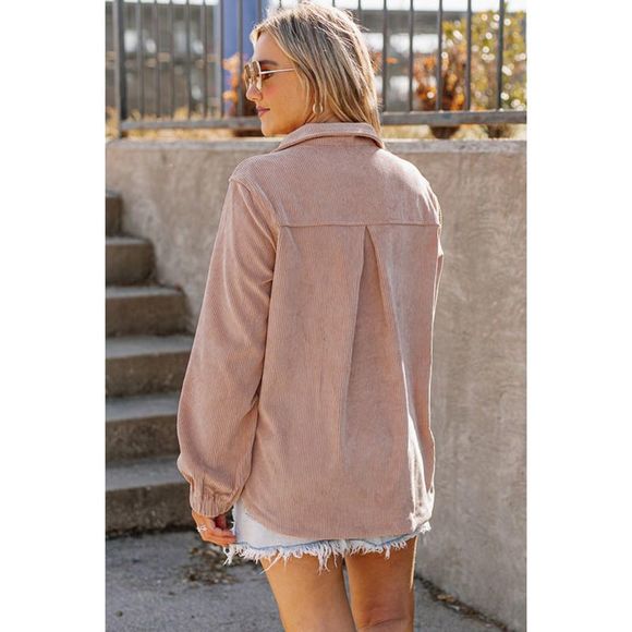 Azura Exchange  Apricot Ribbed Texture Half Zip Collared Sweatshirt - Picture 7 of 15